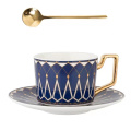 Handmade painting gold Bone China coffee cup and saucer with gold spoon gift boxes color boxes